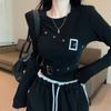 Women's T-shirts Black Long Sleeve Girls Y2K T-shirts Casual Leisure Street Wear