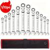 Stainless Steel Double-ended Ratchet Wrench, 1/12-piece Set, Auto Repair Hand Tool, Fast and Easy To Use, Toolbox Adjustable Tool