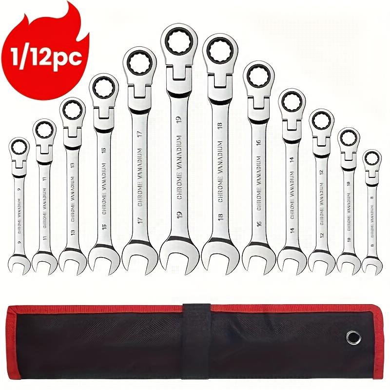 Stainless Steel Double-ended Ratchet Wrench, 1/12-piece Set, Auto Repair Hand Tool, Fast and Easy To Use, Toolbox Adjustable Tool