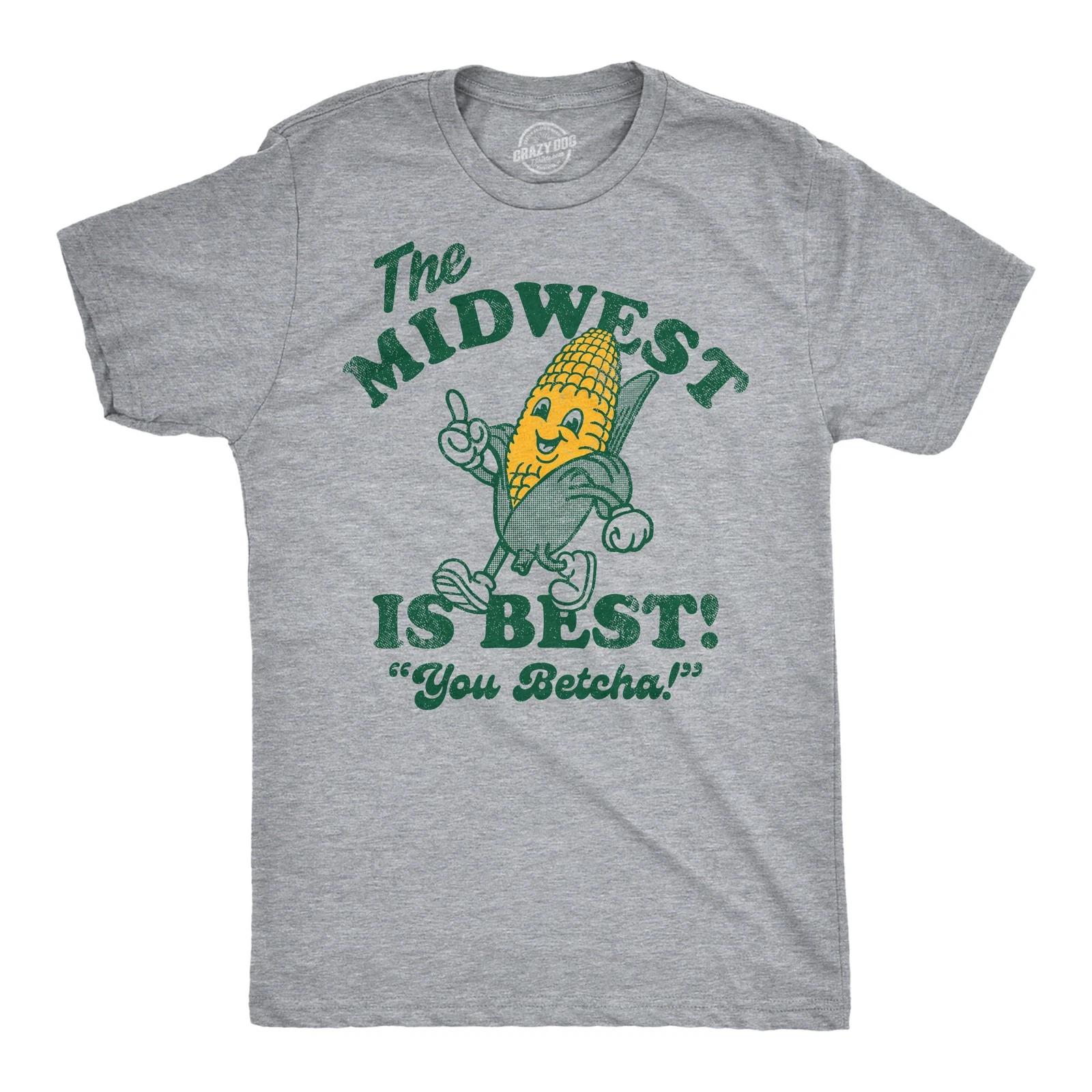 Mens Funny T Shirts The Midwest Is Best Sarcastic Western Graphic Tee for Men M