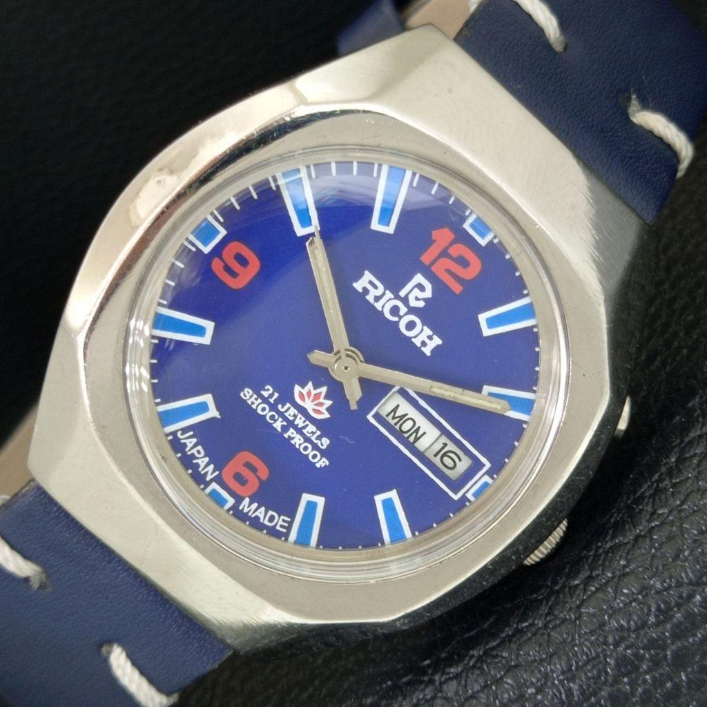 

JAPAN VINTAGE RICOH R31 AUTOMATIC MENS BLUE COLOR DIAL WATCH a707635-1