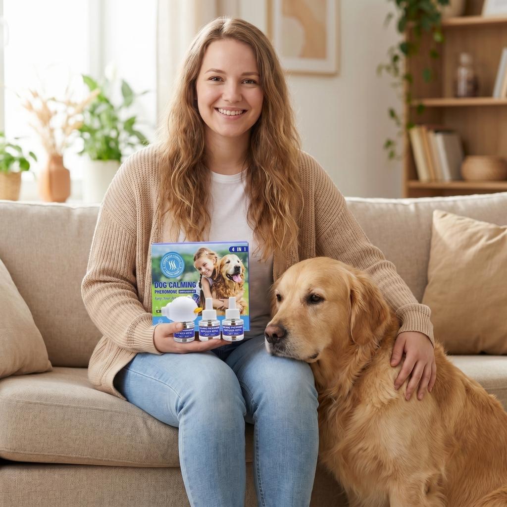 Hond Kalmerende Feromoon Diffuser Kit 4-in-1 Bevat Diffuser Stekker en Drie Navulflesjes voor Huisdieren Angstverlichting en Stressvermindering