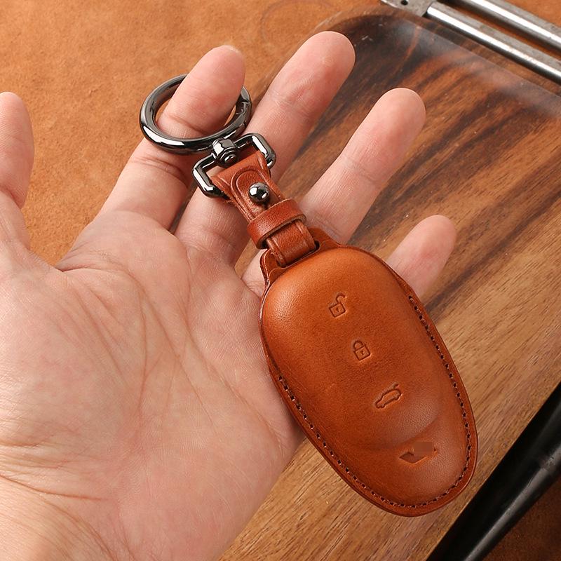 Premium Cowhide Genuine Leather Key Case for L9 Model - Ideal Car Key Protector