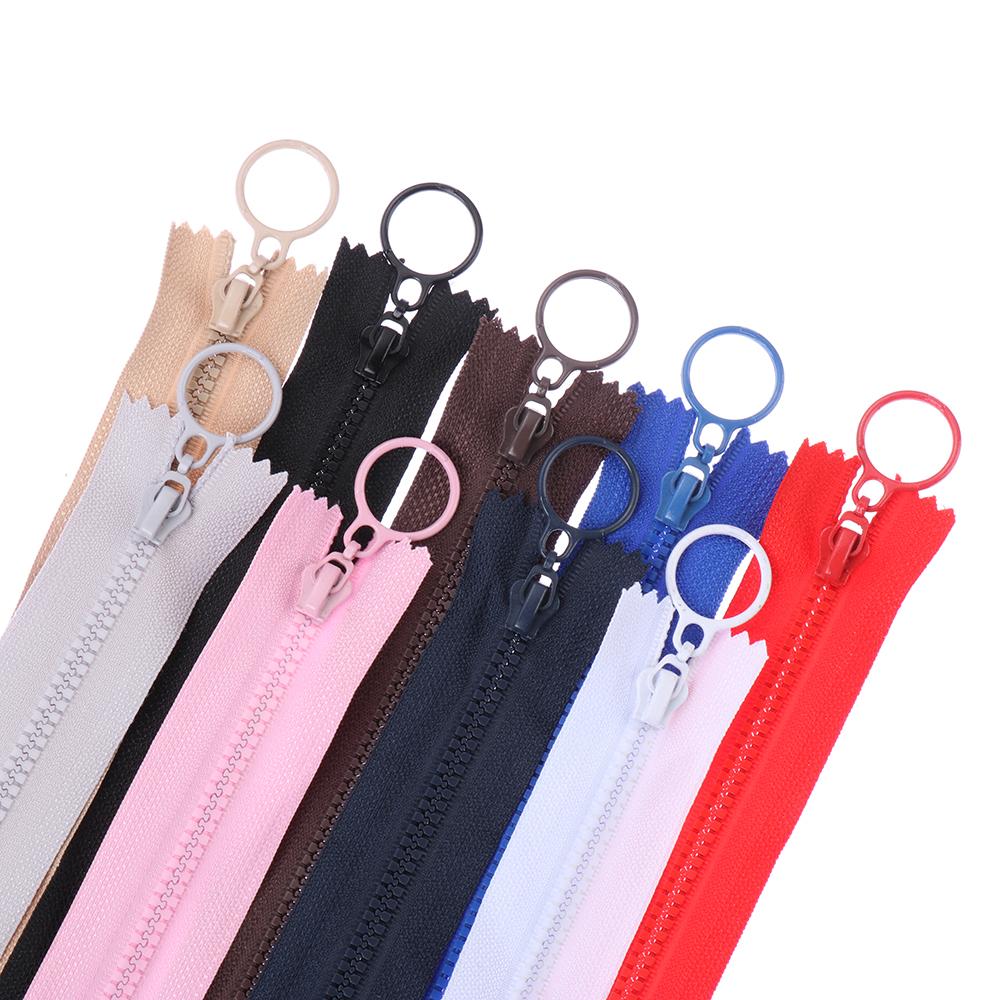 5pcs/Pack Resin Zipper 25cm Candy Colors Zippers Round Ring Zipper Decorative For Sewing Bag Garment DIY Sewing Accessories