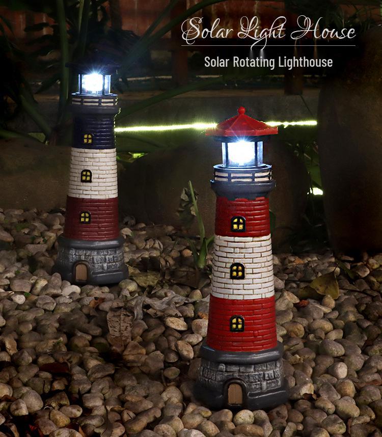 European Outdoor Solar Lighthouse Garden Ornament Waterproof Lamp