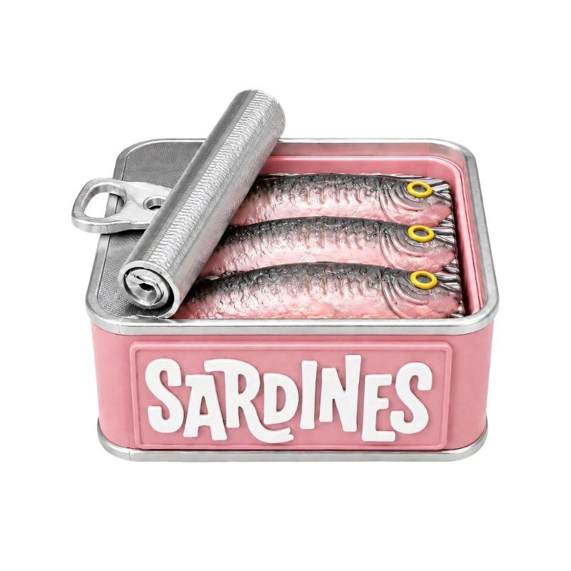 Mini Sardine Tin Fidgety Clicking Toy, Novelty Press‑to‑Clicking Anxiety Relief Toy, Portable Backpack Keychain Pendant for Daily Play