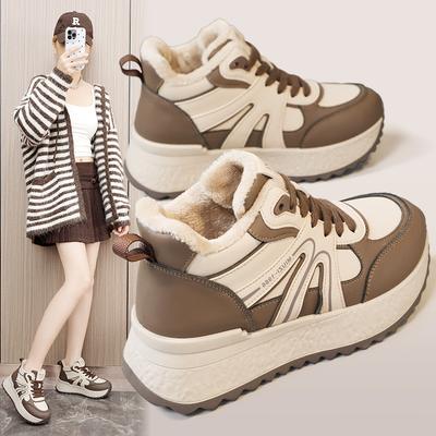 Women's Lightweight Comfortable Thick Sole Winter Warm Snow Boots Padded Lining Non-slip Wear-resistant Casual Sports Cotton Boots Sneakers