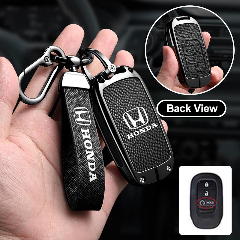 Leather Car Remote Key Case Cover Protector Key 2/3/4 Buttons Shell Fob Keychain For Honda Civic Accord HR-V CR-V CRV 2022 2023