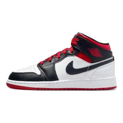 Air 1 Mid GS Gym Red Black Toe Trampki Dziecięce Białe DQ8423-106