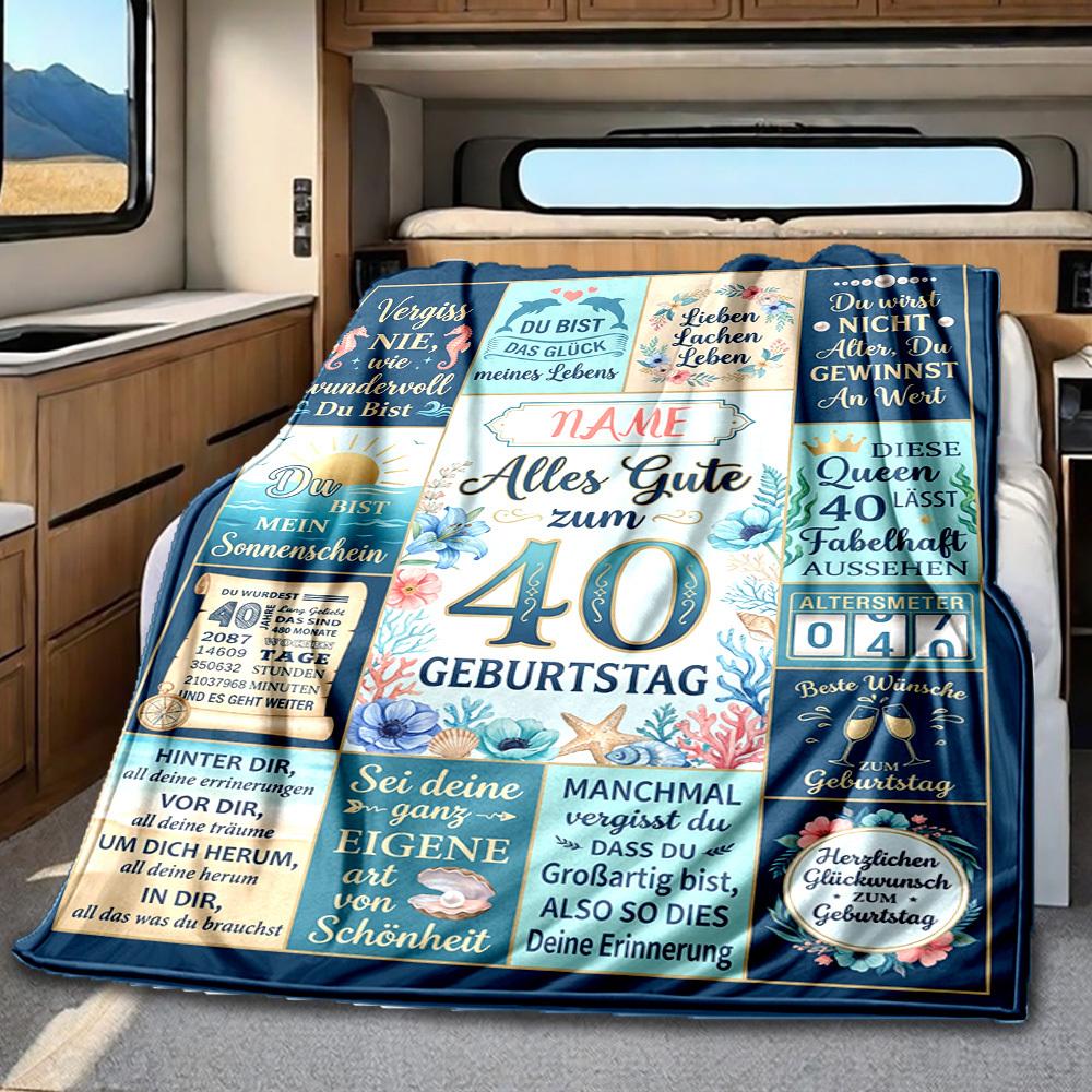 Happy 40Th Birthday Wishes Blanket Durable Comfort For Sofa Couch Office Bed Picnics Ideal For All Seasons Stylish Decor Perfect Gift For Relatives