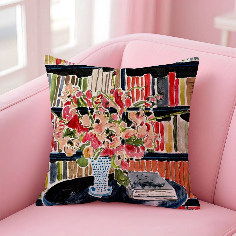 Fashion H-Henri M-Matisse Painting Pillow Case Anti-dustmite Pillow Invisible zipper silky short plush Sofa cushion cover