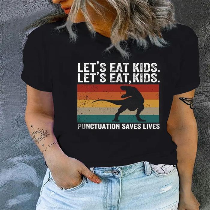 Sommer-T-Shirts mit Rundhalsausschnitt und Aufdruck, modisch, lässig, süß, kurzärmelig, für Damen, reine Baumwolle