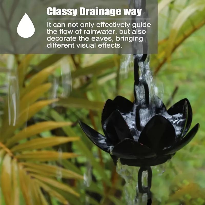 Outdoor Chain Flower Rain Chain Outdoor Garden Chain Decoration Drain Black Gold Lotus Rain Chain