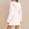 Autumn and Winter Hooded Home Plush Pajamas Short Sleeved Solid Color Warm, Nightgown