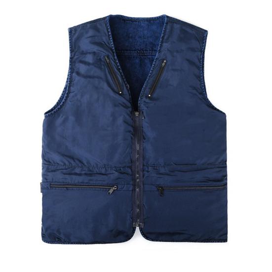 Spring Autumn Men Vest Multiple Pockets Solid Color Streetwear Plus Size Loose V Neck Sleeveless Outerwear Waistcoat for Fishing