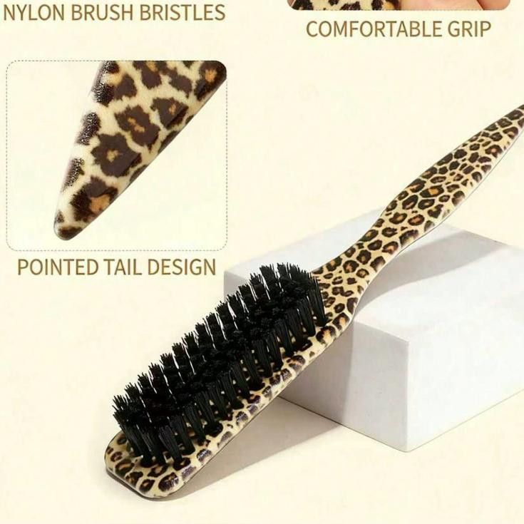 1pcs Leopard Print Pointed Tail Brush And Needle Tail Comb Soft Boar Bristles Smoothens Hair, For Hair Care And Styling For Home And Salon Use