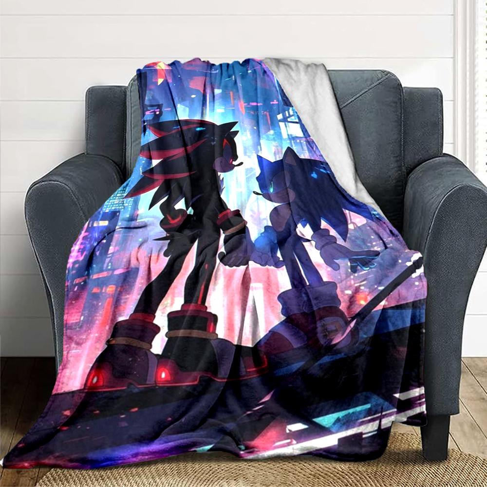 1Pc Sonic Vs Shadow Battle Blanket For Couch Bed Plush Cozy Fuzzy Blanket Super Soft Warm Blankets For Fall And Winter 0918238
