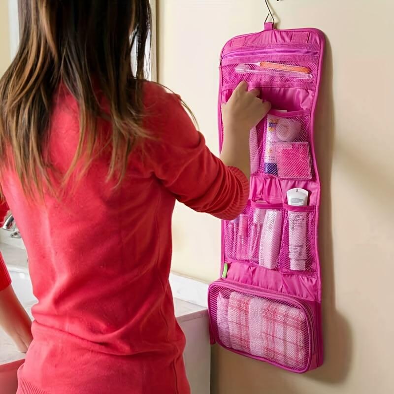 Hanging Toiletry Bag Large Capacity Travel Organizer with Multi Compartment for Cosmetics Foldable Unisex Unscented Storage Pouch for Outdoor Trips