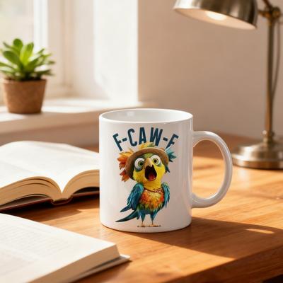 F-Caw-F Hahn Tasse Keramiktasse 400ml Versteckte Nachricht Teetasse Sarkastisches Geschenk für Tee- und Kaffeeliebhaber