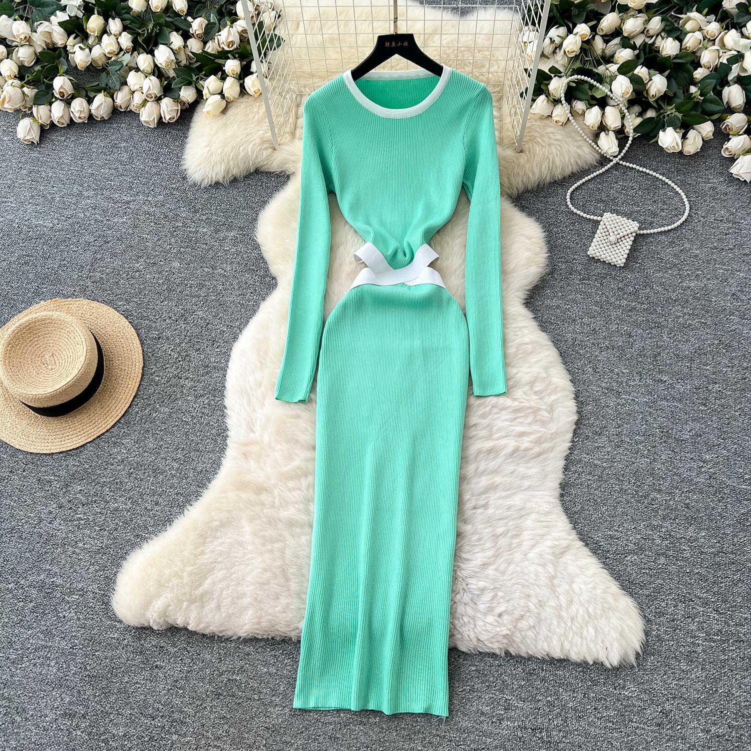 

Сексуальный Шикарный Ажурный Трикотаж Винтажная Корейская Мода Вечерние Платья Женская Одежда Платья для Церемоний One Size светло-зеленый