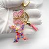 Portachiavi Moda Europea e Americana Farfalla Amore Iniziale con Dettaglio Paillettes