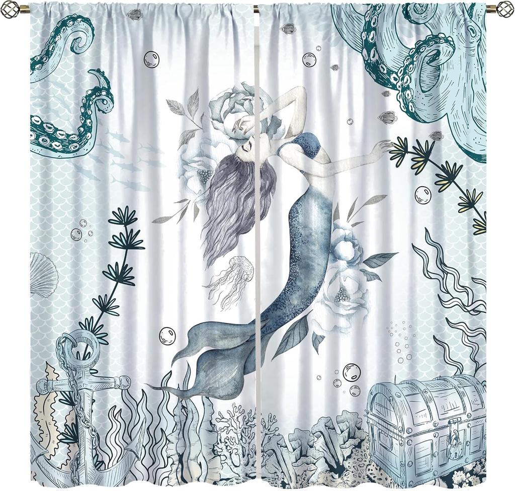 Purple Unicorn Curtains Girls Fantasy Mystery Fairytale Clouds Stars Magic Unicorns Window Drapes Kids Nursery Made Of Polyester