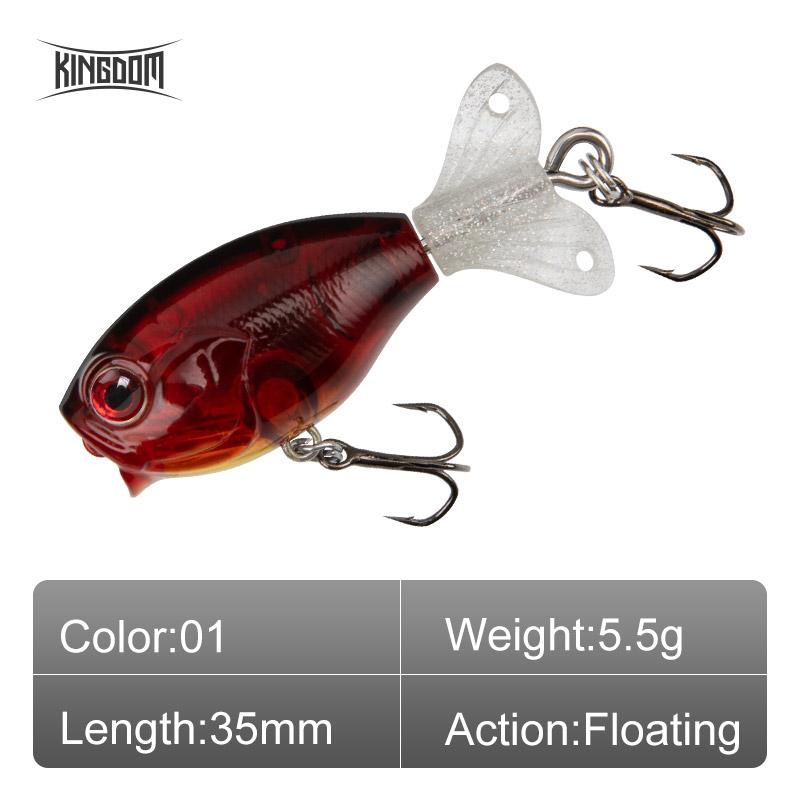 Kingdom GOLDPOP Fishing Lures 35mm 5.5g/9g Floating & Sinking Pencil Popper Hard Bait Soft Rotating Tail Topwater Wobblers Baits