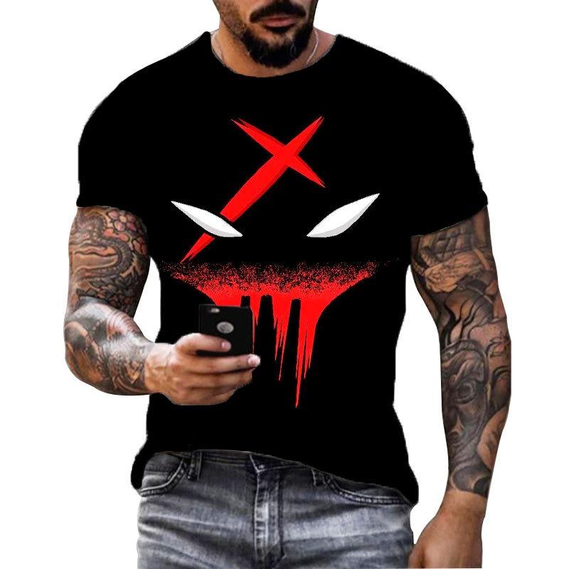 Smiling Graffiti 3D Printed Pattern Men's Women's Fashionable Street Style Casual T-shirt