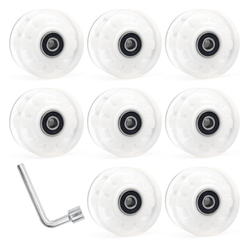 Roller Skate Wheel with Wrenches, Quads Roller Skate Wheel Double Row Skating Skateboard Quads Skate Replacement Wheels