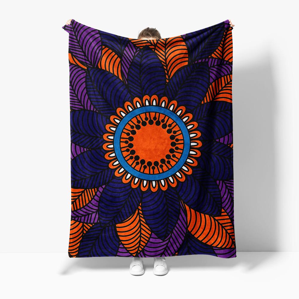 

Vibrant African pattern Flannel printed blanket suitable for all seasons suitable for living room office sofa and travel 75x100cm