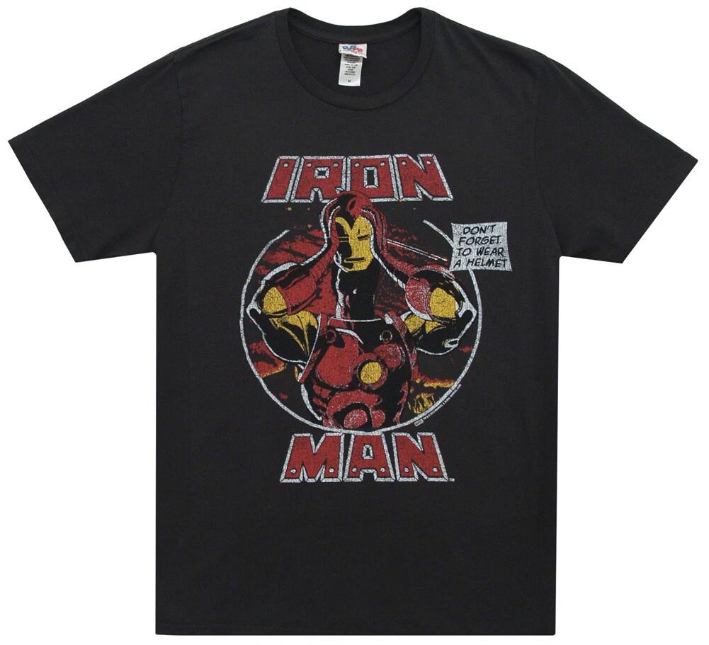

Iron Man: Don t Forget to Wear a Helmet Men s 100% Cotton T-shirt Mens Tees Top by Junk Food - NEW! M