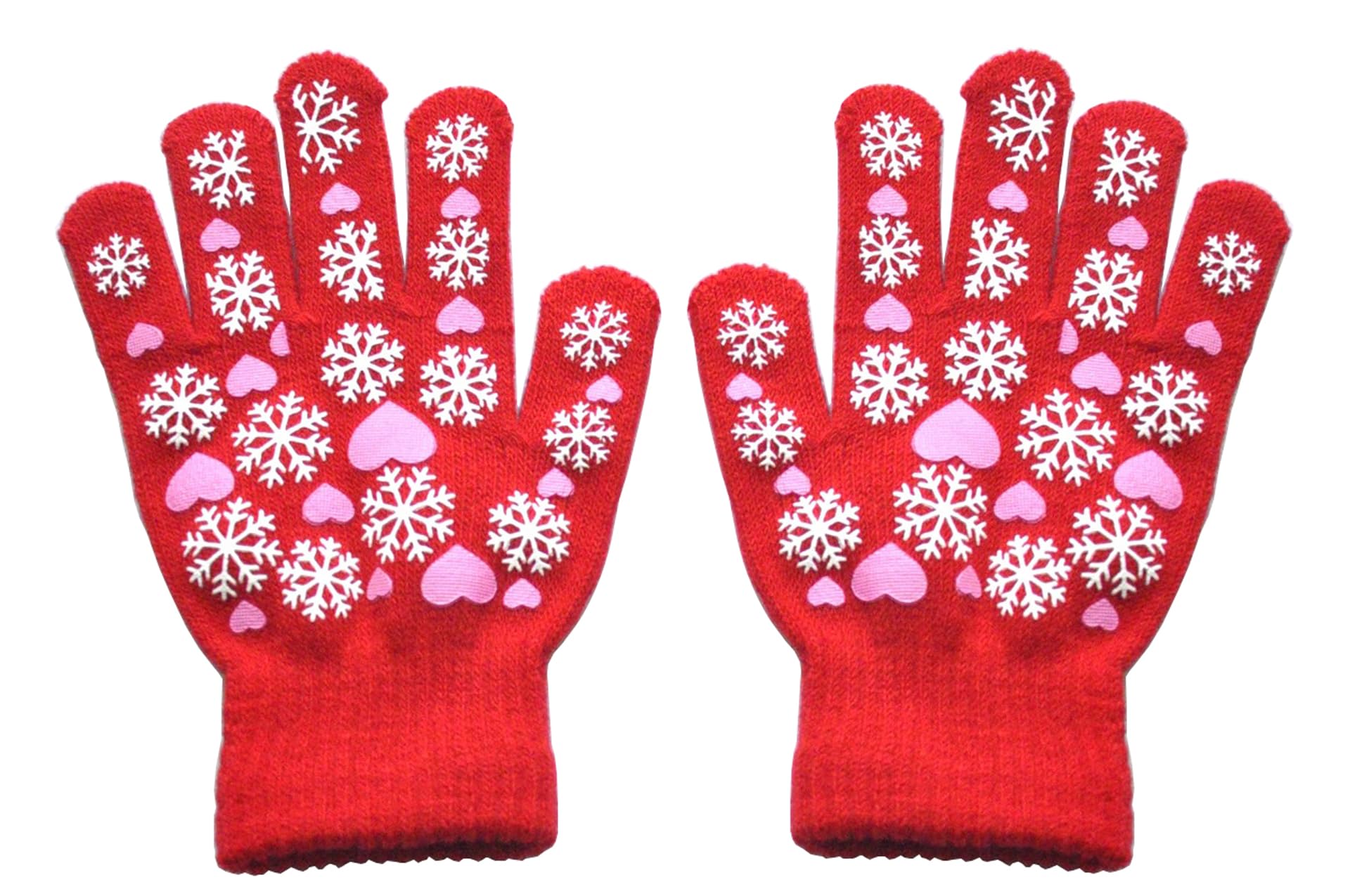 

eigenn Knit for Boys and Cold Snow Snow and Heart Suitable for Elementary School Ages Kids Gloves, Five-Finger, Girls, Protection, Fall/Winter, Play,
