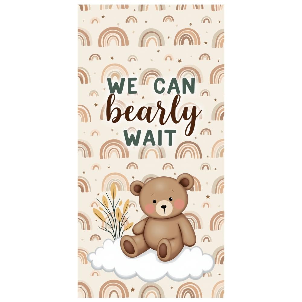 Neutral Shower Banner Teddy Bear Motif Gender Reveal Display Neutral Party Background Cute Animal Design For Home Party