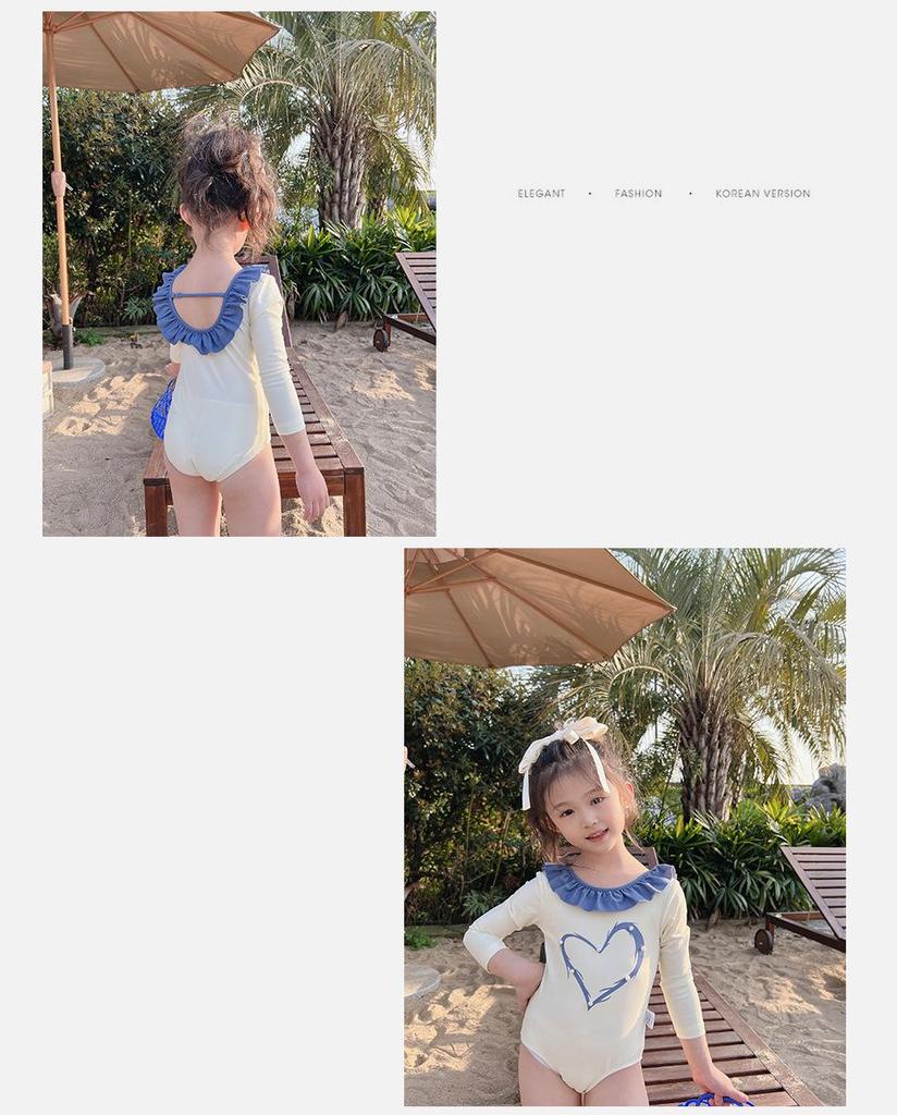 2025 Children's Heart Princess One-Piece Swimsuit with Swim Cap for Toddlers & Girls