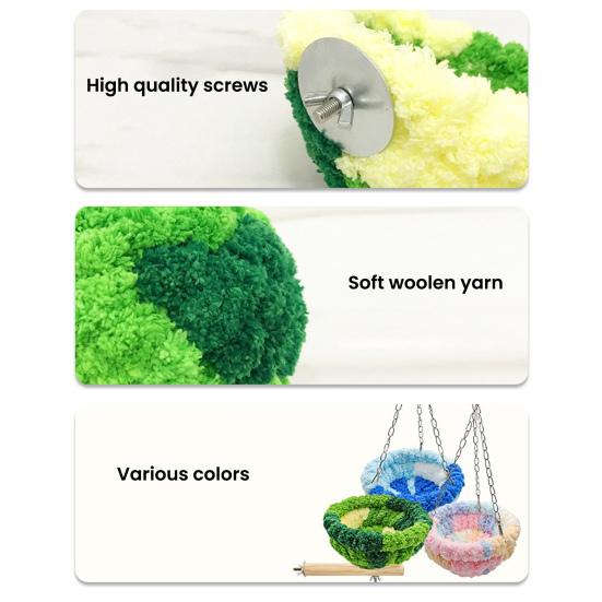 Hanging Birds Bed Parrot Nest Bed with Chains Hook Birdcage Swing Plush Hammock House for Parakeets Cockatiels Budgies Lovebirds Conures