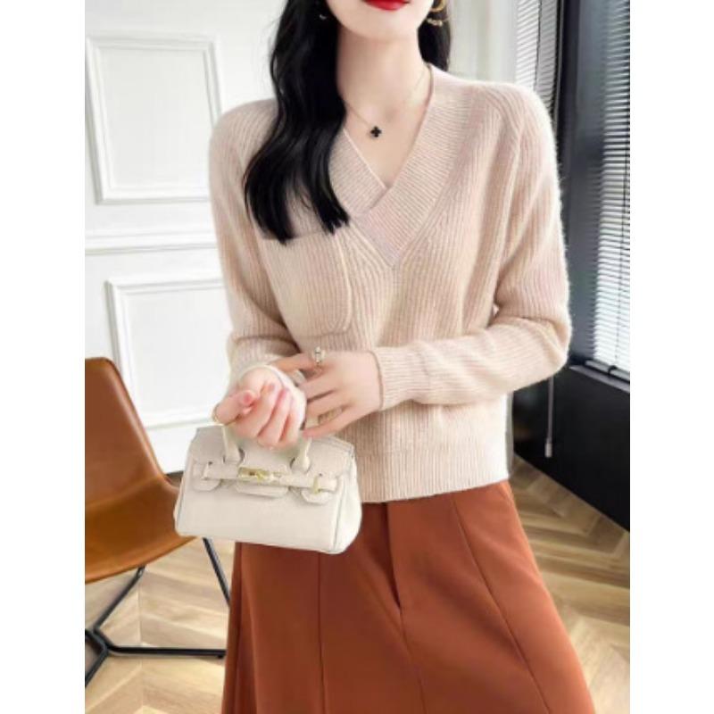 

Осень и зима новый высококачественный свитер женский верхняя одежда дизайн ниша свободный ленивый ветер вязаный топ женский One Size абрикосовый