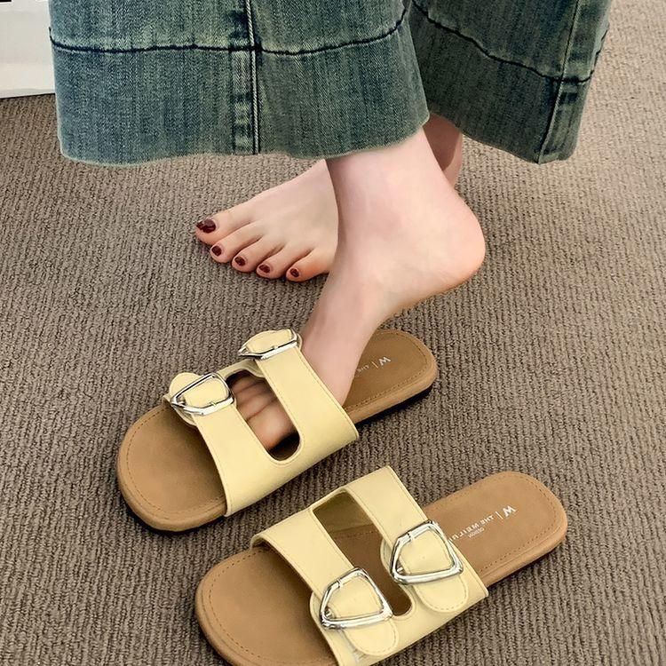 Flat-bottomed Slippers Women's Summer Outer Wear 2025 New Casual Maternity Cool Slippers Are Beautiful and Versatile with Skirts