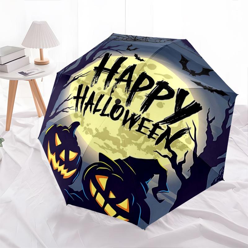 

1pc Halloween Night Automatic Opening and Closing Umbrella - Small Umbrella Suitable for Various Occasions, Portable 3-Fold Small Umbrella for Men and