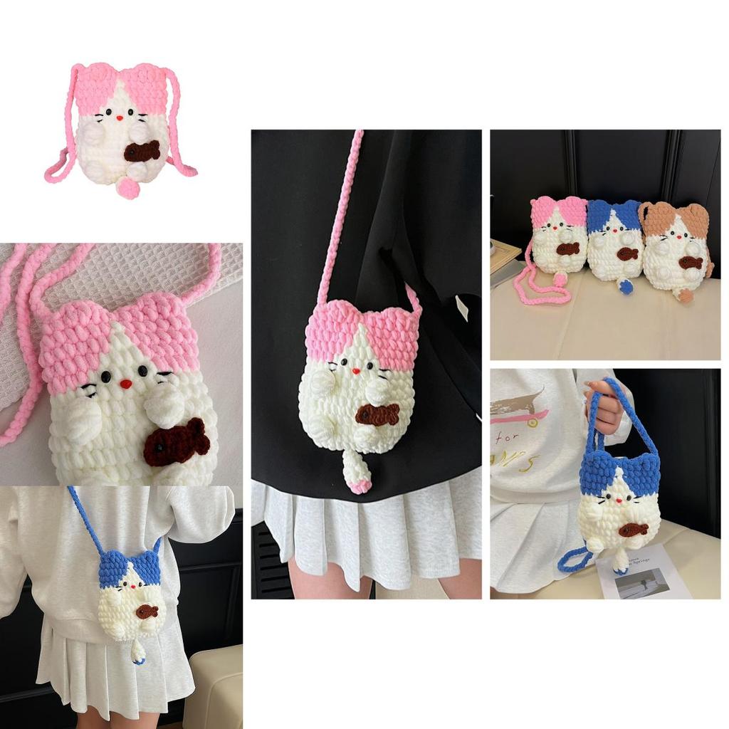 Sweet Girl Wool Weaving Phone Purse With Lightweight Breathability For School And Outings