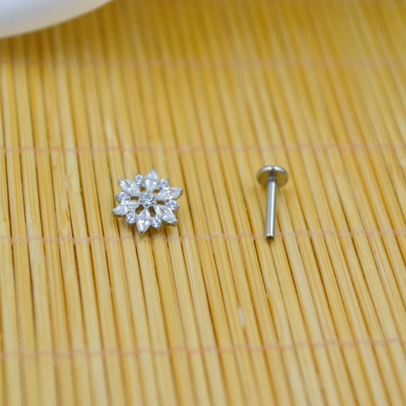 G23 Titanium Zircon Flower Lip & Ear Cartilage Stud Piercing Jewelry