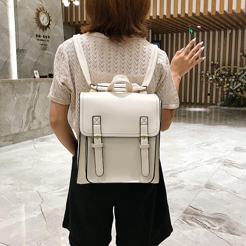 New Fashion Trend PU Leather Double Backpack Casual Retro Backpack Shaped Student Backpack Women's Backpack