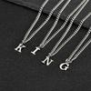 Collar Inicial Letra A-Z para Hombre Vnox, Cadena de Cuerda de Acero Inoxidable Impermeable de 60 cm, Cadenas O-chain Cubanas, Collares con Colgante de 26 Letras