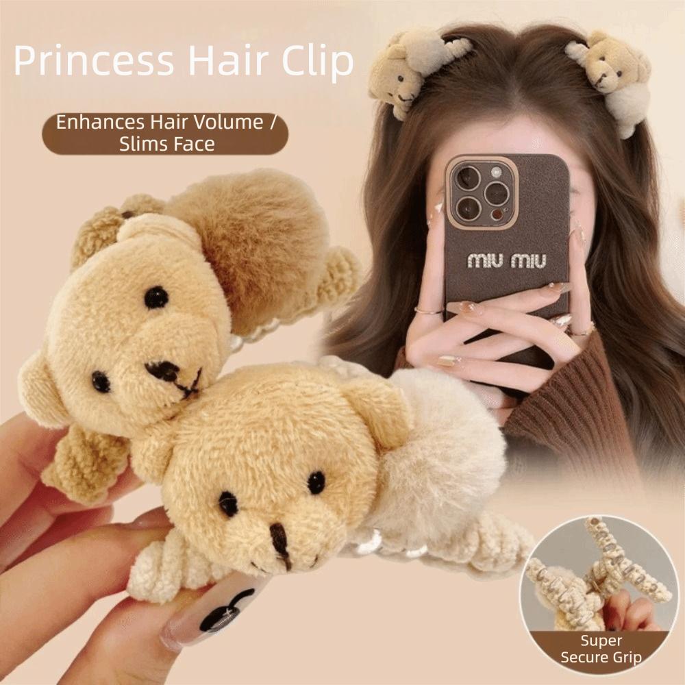 Cute Bear Plush Hair Clip Big Claws Shape Shark Clip Duckbill Hair Clip  Party Accessories
