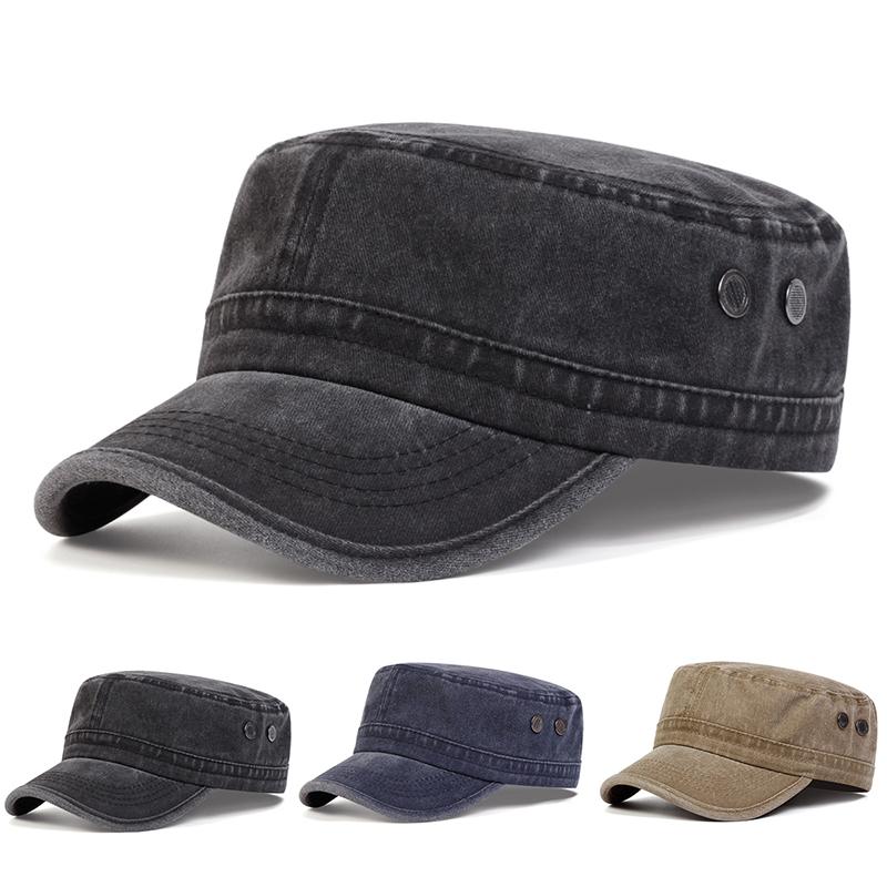 Unisex Wash Flat Top Caps Breathable Cotton Baseball Cap Outdoor Sun Protection Trucker Hats Light Plate Hat