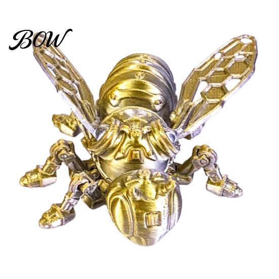 3D Printed Mechanical Beetle Ornament Articulated Bee Fidget Toy, Flexible Joint Figurine with Keychain, Dynamic Poseable Insect Statue
