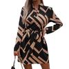2026 European and American Women's Clothing Explosive Long-sleeved Fashion V-neck Printed Waist Fashion Dress