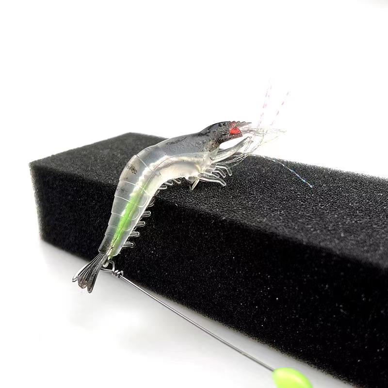 7Pcs/lot 8cm 5g Silicon Shrimp Fishing Lure Luminous Soft Fishing Lures Mixed Color Artificial Shrimp Bait Pesca Sabiki Rig YE96
