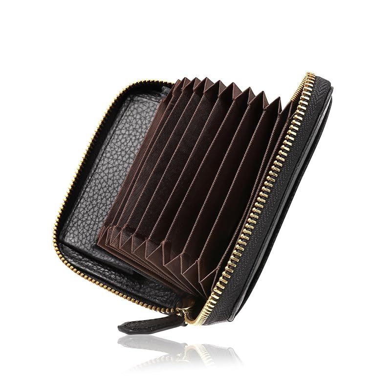 

[Unevenness] ladies bellows wallet card holder coin case Bills don t break italian leather genuine leather black