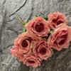 Artificial Roses Bundle Silk Fake Flowers Wedding Decor Simulation Flower Diamond Red Blue Rose el Garden Decoration Plant