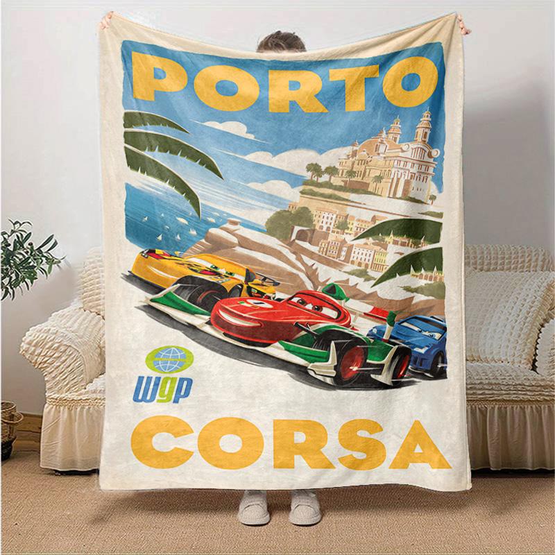 1pc Mcqueens Adventure Flannel Blanket Soft Warm Throw Blanket for Bedroom Living Room Bed Travel Camping Picnic Gift. M730067